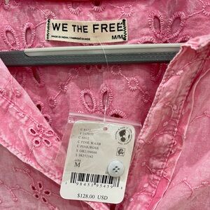 Pink button down top